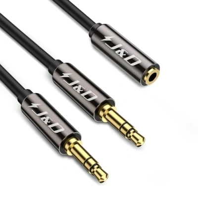 Afbeelding van J&amp;D 3,5 mm naar 2 X Kabel, Vergulde Koperen Schaal TRS Vrouwelijk Mannelijk Y splitter Stereo Audio Adapterkabel Alleen Geschikt voor Schakelen, 0,2 m