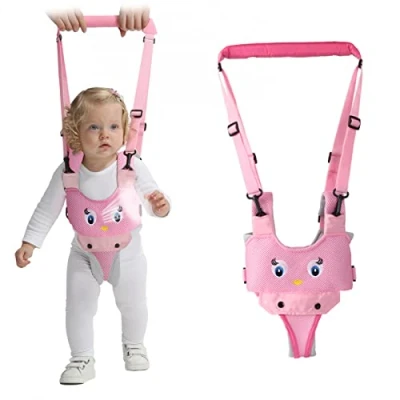 Afbeelding van IULONEE Baby Wandelen Harnas Handvat Verstelbare Peuter Assistent Kind Hand Held Opstaan en Leren Helper Riem Teugels Kids Veiligheid 7 24 Maand (Mesh Roze)