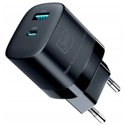 Afbeelding van 3mk Hyper GaN Charger Black Netlader 33W