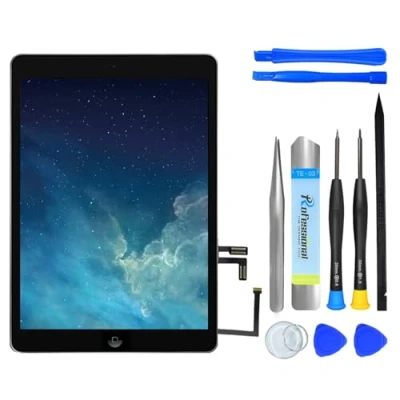 Afbeelding van NB+ Scherm Vervanging Voor iPad Air 2013 Touchscreen Digitizer Pre Geïnstalleerd met Home Knop en Adhesive Model A1474 A1475 A1476 (zwart)