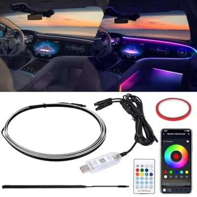 Afbeelding van Weinsamkeit Led binnenverlichting, acryl auto, RGB sfeerverlichting, strip met 165 leds, 3 controlemethoden, sfeerlicht, USB neonlicht, muzieklichtstrip voor auto thuis