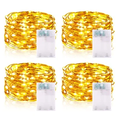 Afbeelding van Lichtsnoer op batterijen, 5 m, 50 leds, micro draadlichtketting, IP65 waterdicht, koperdraad, lichtketting voor kamer, feest, tuin, Kerstmis, Halloween, bruiloft, decoratie, doe het zelf, 2 stuks,