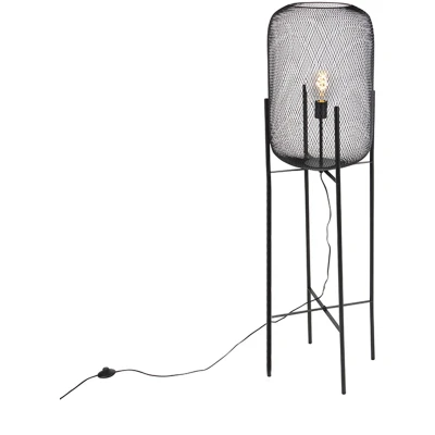 Afbeelding van QAZQA Moderne zwarte vloerlamp Bliss Mesh