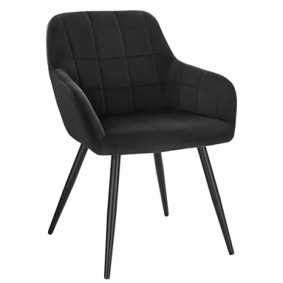 Afbeelding van WOLTU 1 delige eetkamerstoel met linnen beklede keukenstoel, metalen poot, zwart BH107sz
