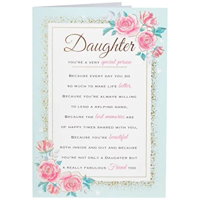Afbeelding van Piccadilly Greetings Regal Publishing Oprechte wensen Sentimentele Verjaardagskaart Dochter , wit 9 x 6 inch