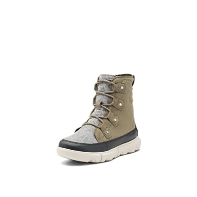 Afbeelding van Sorel Explorer II Joan laarzen van imitatiebont voor dames waterdichte suède laarzen, Groene Salie X Fawn, 40 EU