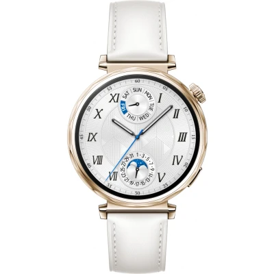 Afbeelding van Huawei Watch GT 5 41mm Goud (Witte Leren Band)