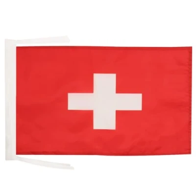 Afbeelding van Zwitserse vlag 45x30 cm koorden kleine vlaggen 30 x 45 Banner 18x12 in hoge kwaliteit AZ FLAG