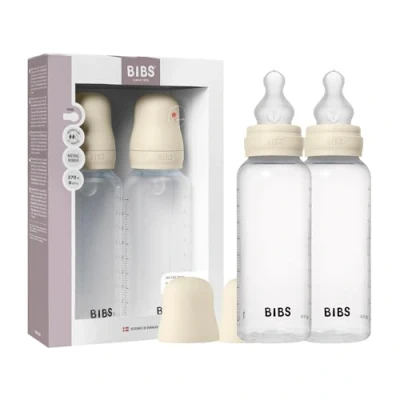 Afbeelding van BIBS Babyfles 270 ml. 2 pack siliconen zuigers babyflessenset. Anti koliek. BPA vrij. Gemiddelde stroom. Lichtgewicht en gemakkelijk schoon te maken. Geschikt voor pasgeborenen vanaf 0 jaar ivoor