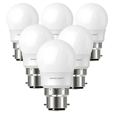 Afbeelding van B22 LED Lamp, A45/G45 vorm met melkachtige diffuser, 5 watt, Neutraal wit 4000K &amp; RA≈92 hoge kleurweergave, 500 lumen≈50W equivalent, niet dimbaar, SES kleine Edison schroef, verpakking van 6