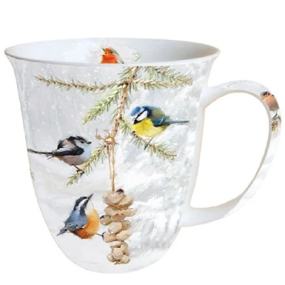 Afbeelding van Ambiente beker mok kopje thee / koffie All Together winter vogel Kerstmis ca. 0,4 l ideaal als cadeau