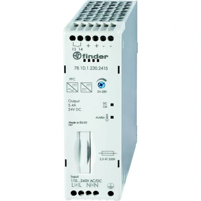 Afbeelding van Finder 78.1D.1.230.2415 DIN rail netvoeding 24 V/DC 5.4 A 130 W Inhoud: 1 stuk(s)