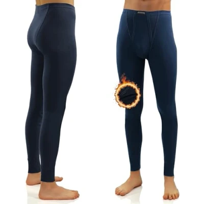 Afbeelding van Sesto Senso Heren Thermische Lange Onderbroek Katoen 100% Warm Lichtgewicht Ondergoed Functionele Leggings Base Layer Bottom, Donkerblauw, M
