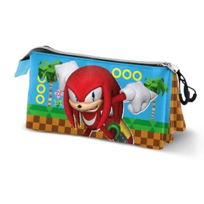 Afbeelding van Sonic The Hedgehog SEGA Drievoudig pennenetui, etui, eenheidsmaat, Meerkleurig Knuckles, Eén maat, pennenetui