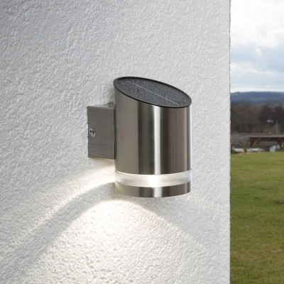 Afbeelding van Lindby solar buitenlamp 1licht roestvrij staal, kunststof H: 12.9 cm staal Inclusief lichtbron