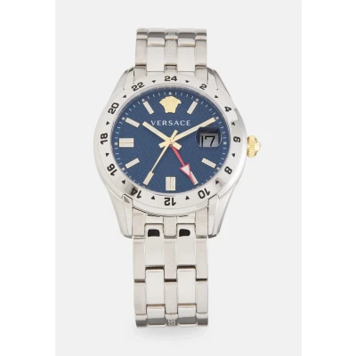 Afbeelding van Versace Greca Time GMT VE7C00523 Horloge Staal Zilverkleurig Ø 41 mm