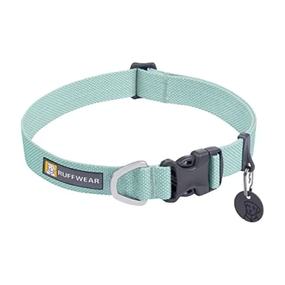 Afbeelding van RUFFWEAR Hi &amp; Light hondenhalsband, ultra sterk en lichtgewicht, sterke tubelok singels, aluminium riem bevestigingsring zij release gesp, stijlvolle nekslijtage accessoire, saliegroen (extra