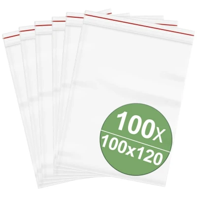 Afbeelding van Hersluitbare zak zonder etiketstrook (b x h) 100 mm 120 Transparant Polyethyleen