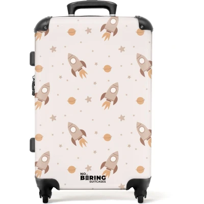 Afbeelding van NoBoringSuitcases.com® Kinderkoffer groot Kindertrolley koffer Raketten Planeten Rolkoffer lichtgewicht Reiskoffer met 4 wielen Grote trolley XL 20 kg bagage