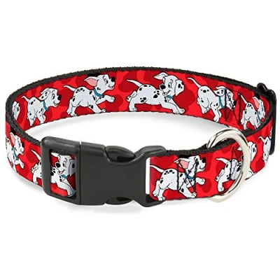 Afbeelding van Buckle Down Plastic Clip Collar Dalmatians Running/Paws Red/Wit/Zwart 4,5 cm Breed Past 45 81 Nek Large