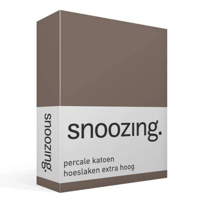 Afbeelding van Snoozing Hoeslaken Extra hoog Eenpersoons 90x220 cm Percale katoen Bruin