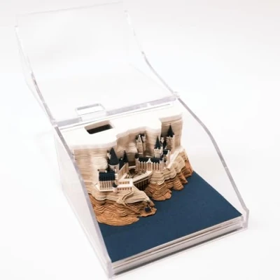 Afbeelding van MEICHI 3D Memo Blok, niet gelijmd, papieren kunst met een kristalheldere displaydoos, 9 x 5 cm, 150 vellen, tafeldecoratie papiermodel