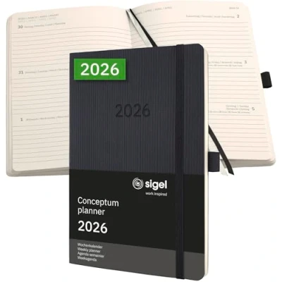 Afbeelding van SIGEL C2622 Wochenkalender Conceptum 2026, ca. A5, , schwarz: Agenda Conceptum, Classic, Softcover