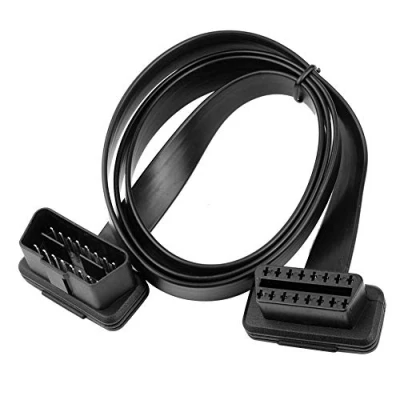 Afbeelding van BRIEFCEC OBD2 Extension Cable, 95cm Full 16pin Male to Female Cable Flat Ribbon with Angled connectors, Car Auto OBD II Diagnostic Adapter