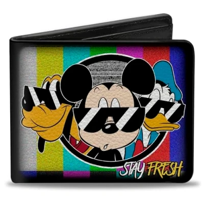 Afbeelding van Buckle Down Pluto/Mickey Mouse/Donald Duck Stay Fresh Group reisaccessoires bi fold portemonnee, meerkleurig, standaardmaat, multicolor