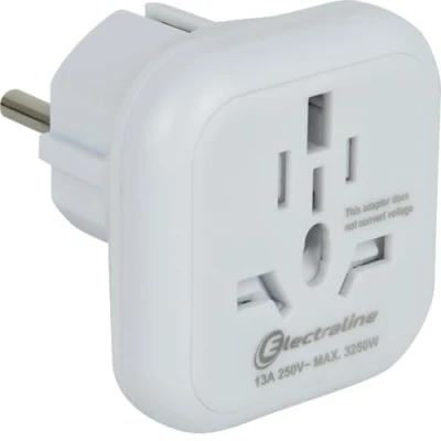 Afbeelding van Electraline 70039 wereldreisadapter (stekker type B, G, I, L, J, N) op Europa E en F)