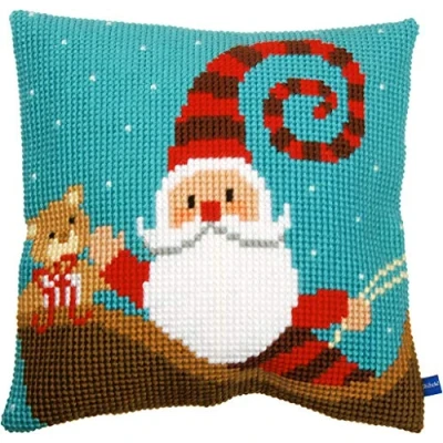 Afbeelding van Vervaco kruissteekkussen Vrolijke Kerstman 0155869
