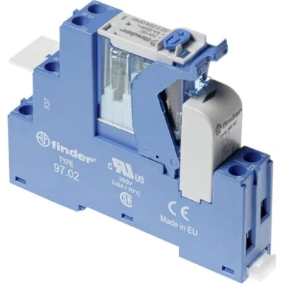 Afbeelding van Finder interfacerelais voet relais moduul clip schroefaansl 2x wissel 8a 250vac spoel 110vdc contact agni led vrijloopdiode 4c 02 9 110 0050
