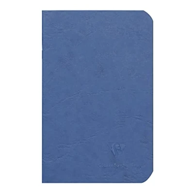 Afbeelding van Clairefontaine 734164C Collection Age Bag Een geniete notitieboekje Blauw 9x14 cm 96 pagina&#039;s gelinieerd wit papier 90 g omslag van gelamineerd karton met lederen nerf.