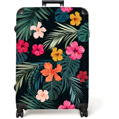 Afbeelding van NoBoringSuitcases.com® Koffer groot Reiskoffer lichtgewicht Bloemen Natuur Planten Jungle Rolkoffer met 4 wielen Grote trolley XL 98 liter bagage