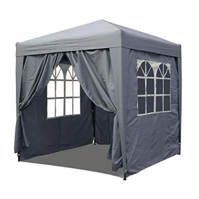 Afbeelding van QUICK STAR Pop up paviljoen 2 x m smoky grijs met 4 Easy klittenband zijwanden ritssluitingen