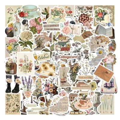 Afbeelding van Vintage Stickers 100 stuks, Retro Old School Vinyl voor scrapbook notebook laptop skateboard helm koffer fiets motorfiets