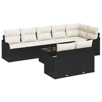 Afbeelding van vidaXL 8 delige Tuin Sofa Set met Kussens Bruin Poly Rattan