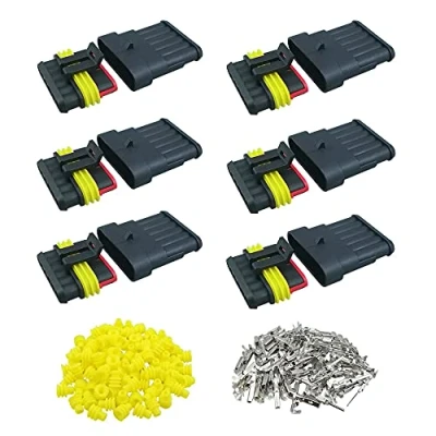 Afbeelding van QitinDasen 6 Set Pin Waterdichte Auto Elektrische Connectoren, Verzegelde Connector Stekke Socket Kit, voor Vrachtwagen Boot