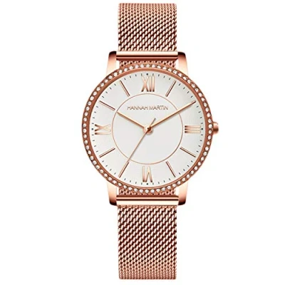 Afbeelding van rorios Dameshorloge, analoog, kwarts, polshorloge, waterdicht, diamanten horloges met roestvrij stalen mesh armband, elegant kwartshorloge voor dames, wit, armband