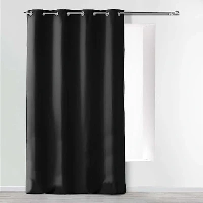 Afbeelding van douceur d&#039;intérieur, Gordijn met ogen (140 x 260 cm) Absolu zwart, microvezel