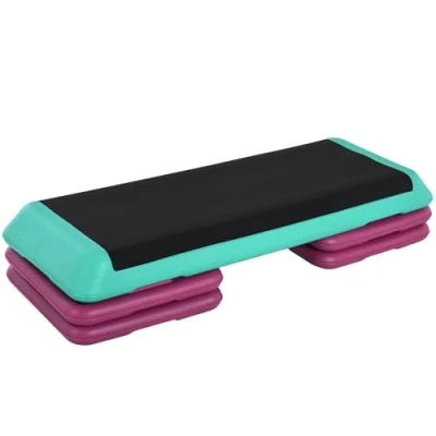 Afbeelding van HOMCOM Stepboard aerobics fitness stepper hometrainer in hoogte verstelbaar sport zwart A90 210