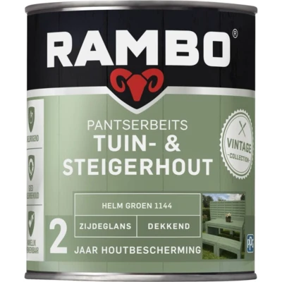 Afbeelding van Rambo Pantserbeits Tuin &amp; Steigerhout Dekkend Zijdeglans Helm Groen 1144