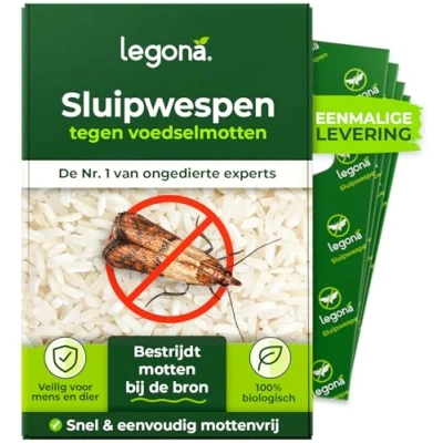 Afbeelding van Legona® sluipwespen tegen levensmiddelmotten / 6x trigram kaart per 1 levering/effectieve en biologische bestrijding van motten in levensmiddelen/alternatief voor mottenspray mottenballen