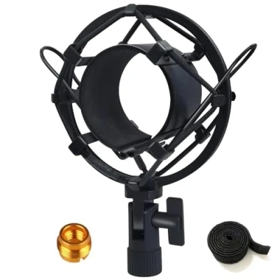 Afbeelding van Tencro 47 53mm AT2020 Microfoon Shock Mount Anti vibratie Hoge Isolatie Metalen Mic Houder Clip met Pop Filter &amp; Adapter, Past voor Diameter van