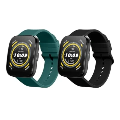 Afbeelding van kwmobile 2x horlogebandjes geschikt voor Huami Amazfit Bip 5 Unity / GTR 4 bandje Smartwatch bandjes van TPU Activity tracker horloge band in zwart groen