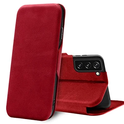 Afbeelding van Verco Bookcase voor Samsung Galaxy S22 Hoesje, Premium Flip Cover Magneetsluiting Telefoonhoesje Case met Kaarthouders slots, Rood