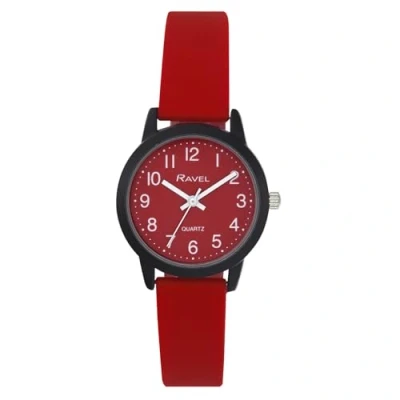 Afbeelding van Ravel Zomer in zwart siliconen horloge (30mm geval) Analoge Quartz R1813, Rood, 37mm watch case