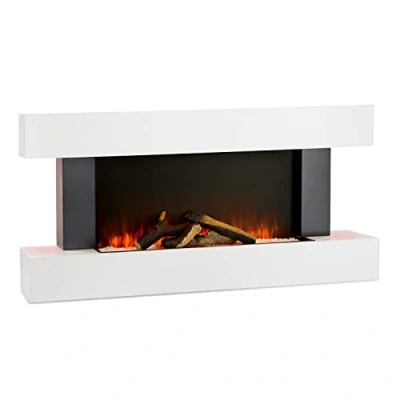 Afbeelding van Klarstein Studio Light &amp; Fire 1 Smart Haard LED Vlammenillusie Verwarmingsfunctie Met 1000/ 2000W Wifi Bediening Sfeerverlichting Helderheid Vlammen: 5 Standen 7 Kleuren Aan/Uit Timer MDF Behuizing Display Wit