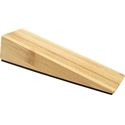 Afbeelding van WAGNER Deurspie BAMBOO 170 x 45 42 mm, gemaakt van massief bamboe, naturel, met anti slip pad om onder te schuiven, fixeert de deur, beschermt deur en muur 15695501