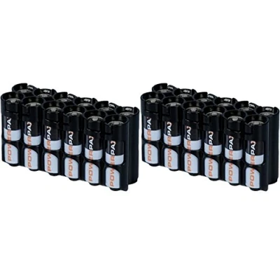 Afbeelding van Powerpax Slim Line AA batterij caddy, zwart, 2 stuks elk 30,5 cm batterijen.